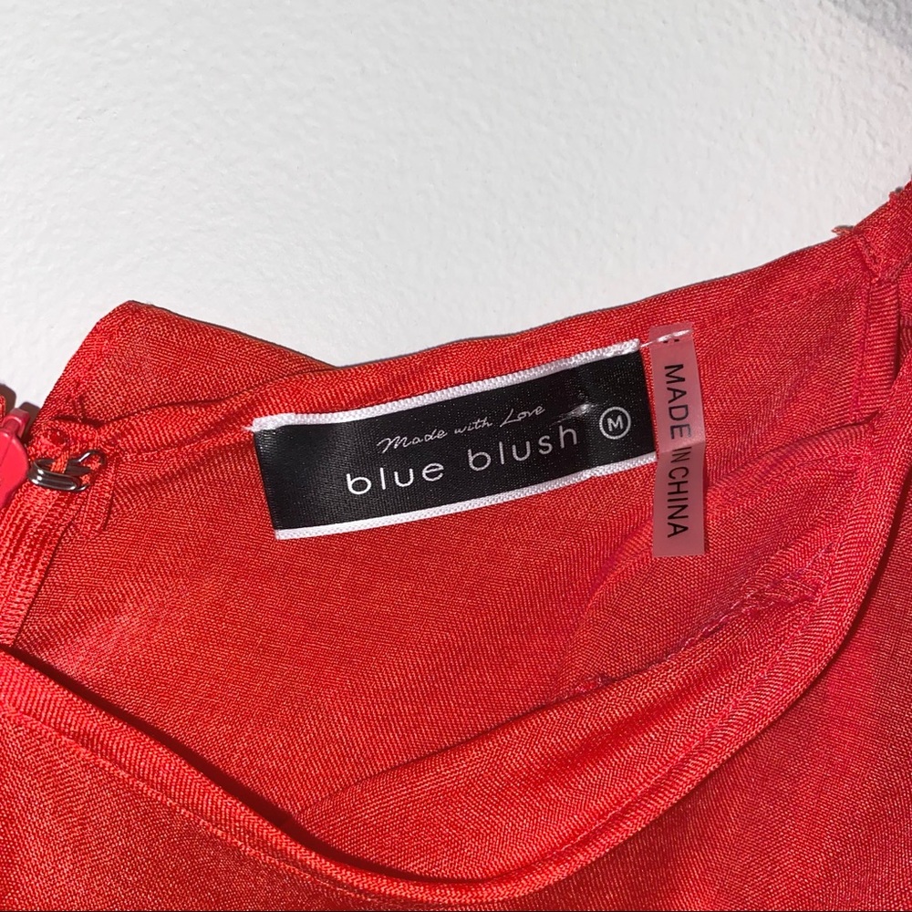 Red Cold- Shoulder Ruffle Romper - Picture 7 of 8